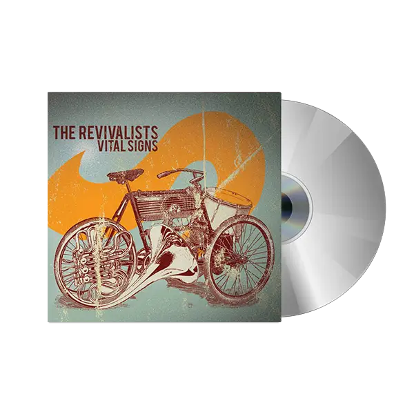 Album cover featuring a vintage bicycle against an orange circular background.