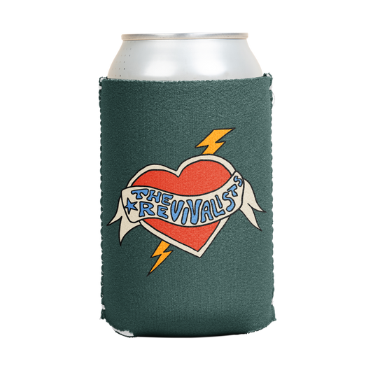 Green Banner Heart Koozie