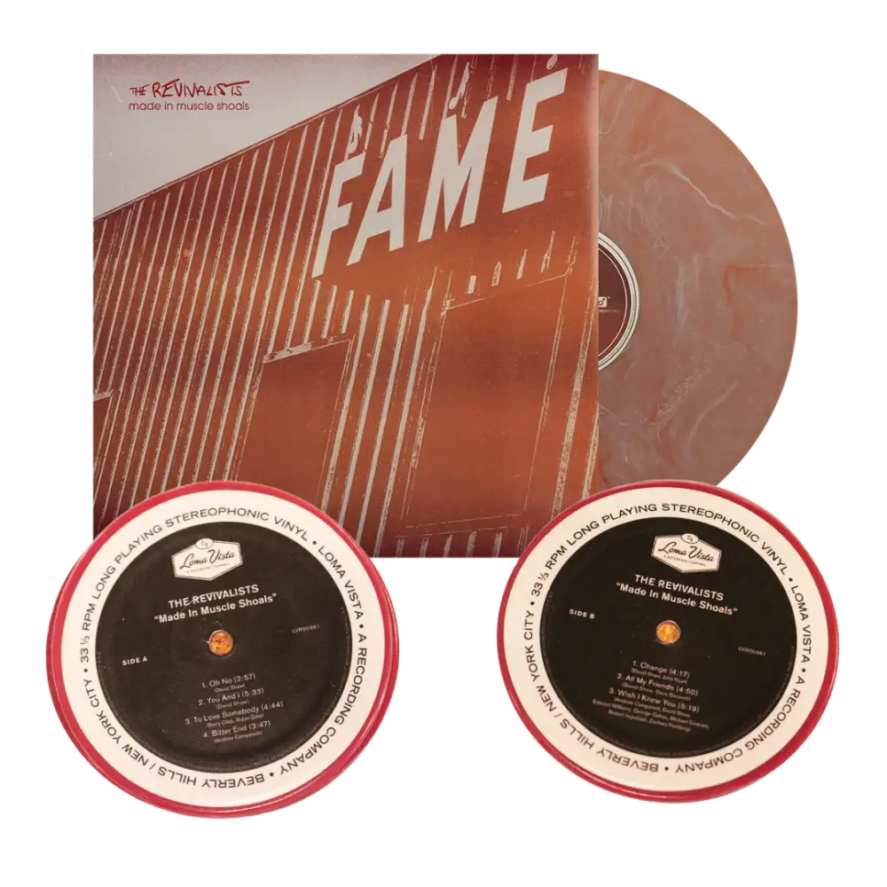 Vinyl record album titled ’Fame’ with accompanying record labels.