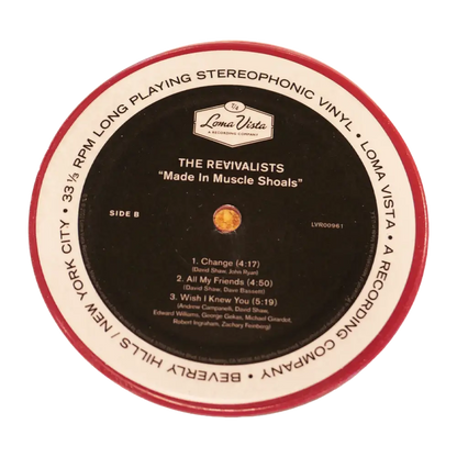 Vinyl record label for The Revivalists’ album ’Made in Muscle Shoals’ on Leon Vista Records.