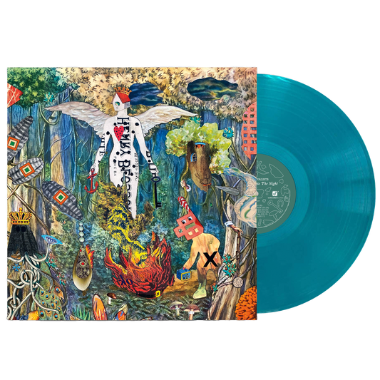 Turquoise vinyl record album.