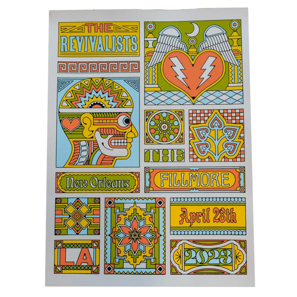 Colorful concert poster for The Revivalists performing at the Fillmore in New Orleans on April 28, 2023.