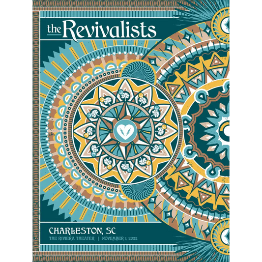 Colorful mandala-style poster design for ’The Revivalists’ in Charleston, SC.