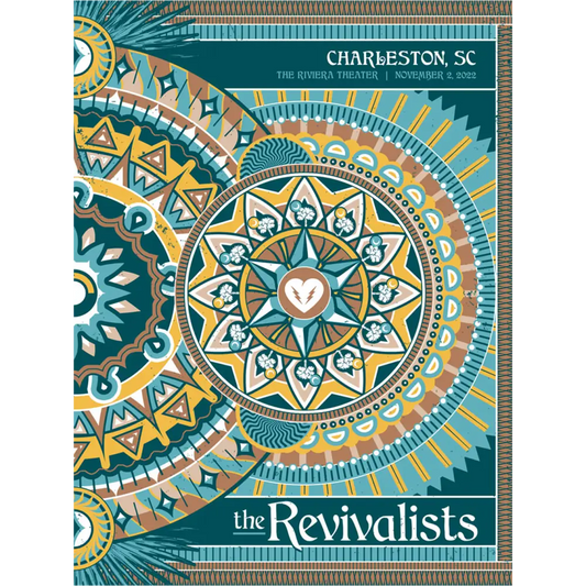 Colorful mandala-style concert poster for ’The Revivalists’ in Charleston, SC.