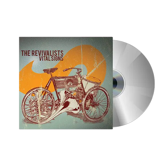 Album cover featuring a vintage bicycle against an orange circular background.